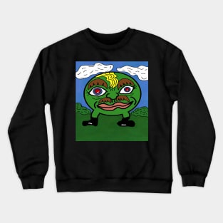 green ball lizard creature with mustache Crewneck Sweatshirt